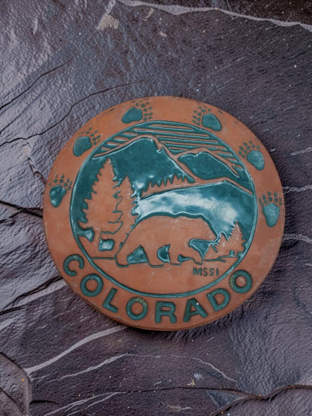 Vintage Colorado Brown,Green Terracotta 6.25" Diameter Trivet. - Picture 6 of 9